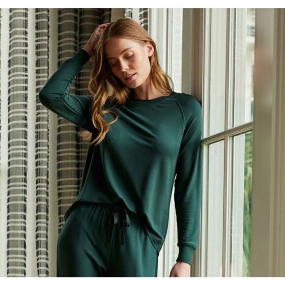 LAKE long-sleeve raglan crewneck sweatshirt Green Size XS - Picture 4 of 7